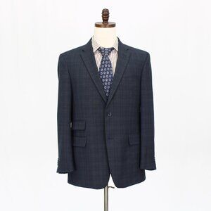Tommy Hilfiger 42R Navy Check 2-Button Sport Coat Blazer Jacket G369